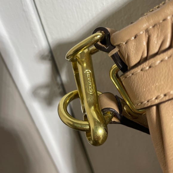 COACH F1182 Sophia Madison Beige Ruched Leather Large Tote Shoulder Bag - Picture 5 of 11